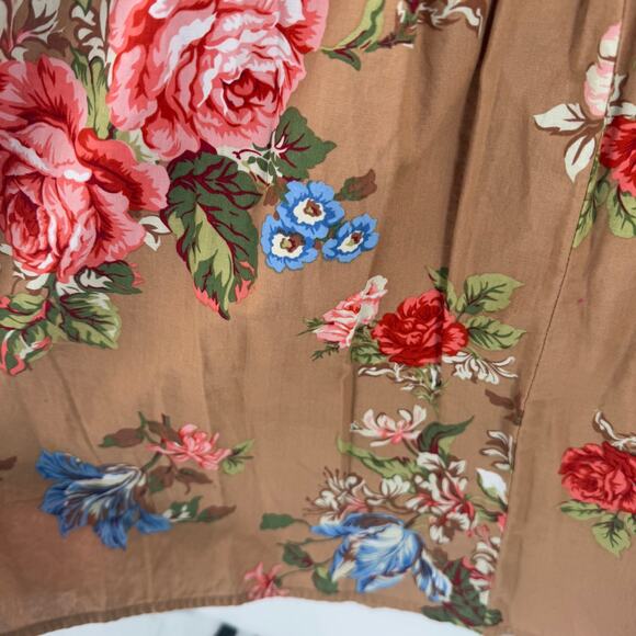 Y2K Strapless Sweetheart Tube Dress Brown Floral Mini Boho Cottagecore Size XL - Picture 6 of 11